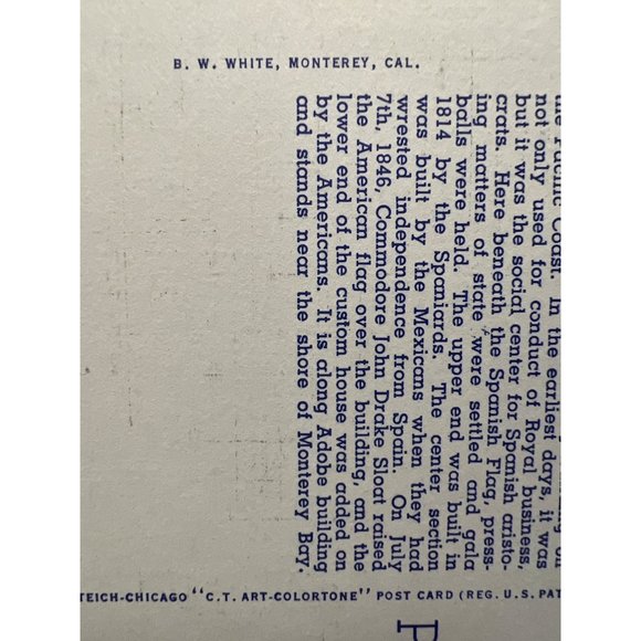 California Postcard The Old Custom House Monterey Woven Linen Unposted Vintage - Picture 4 of 4